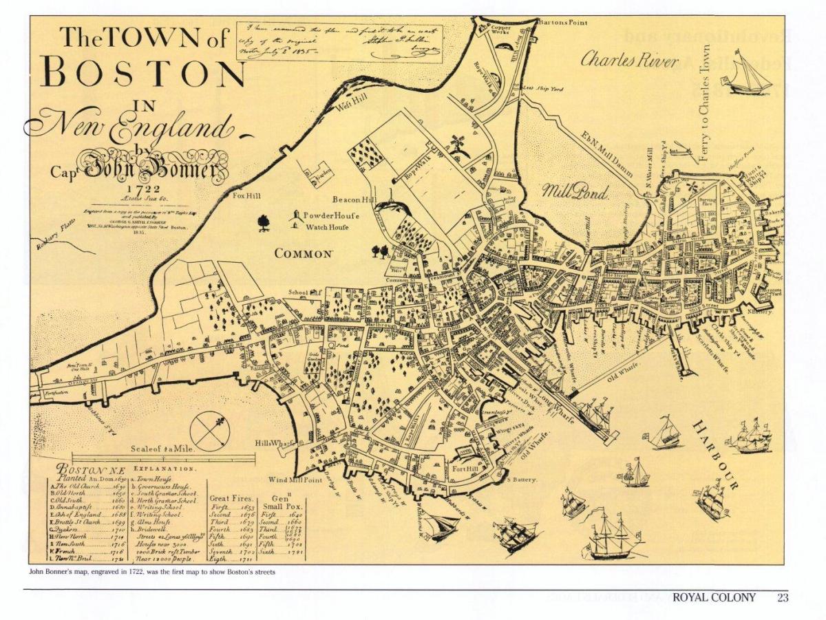 vjetër harta e Boston