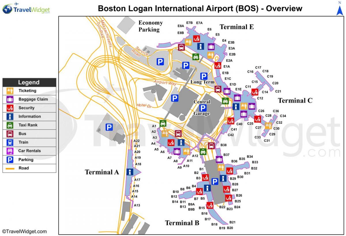 harta e aeroportit ndërkombëtar Logan