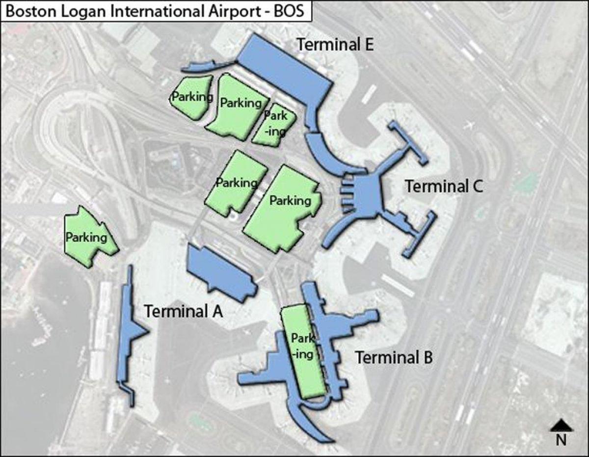 harta e Boston aeroporti Logan