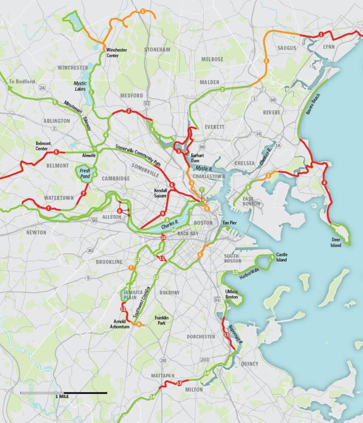 harta e Boston biçikletë