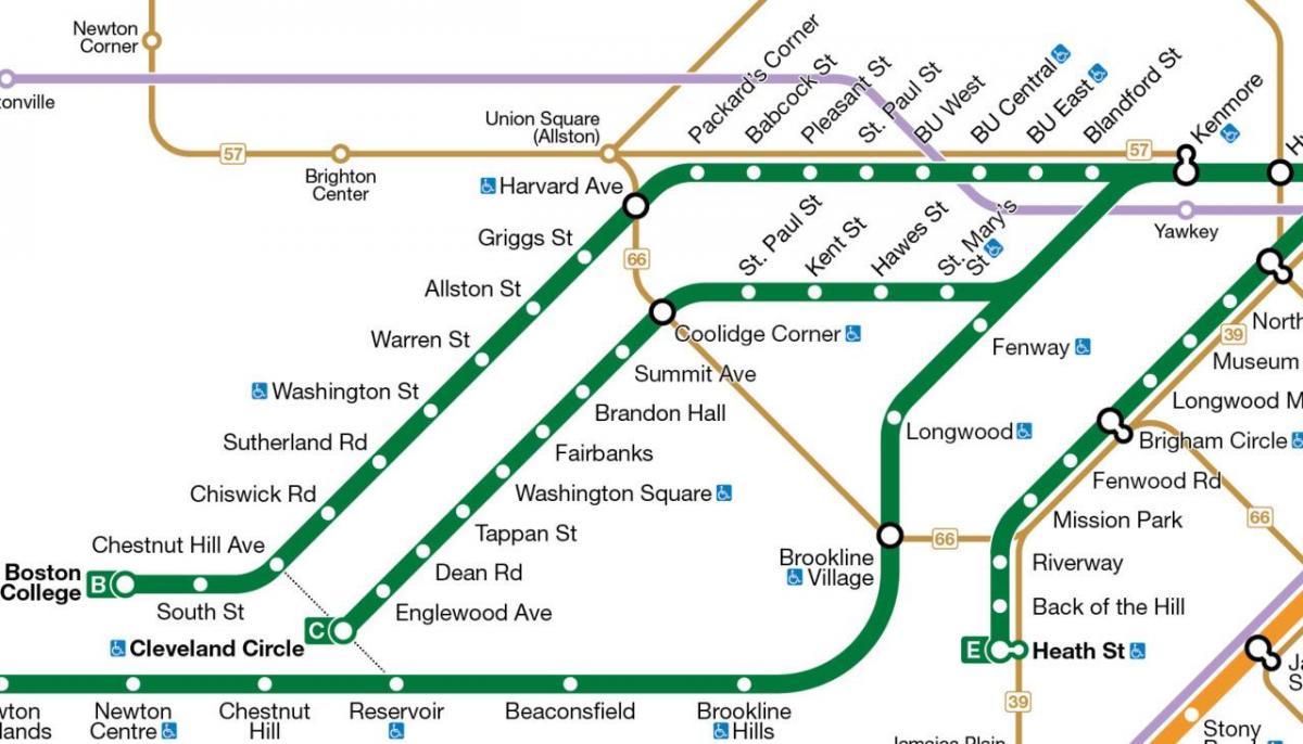 MBTA gjelbër linjë hartë