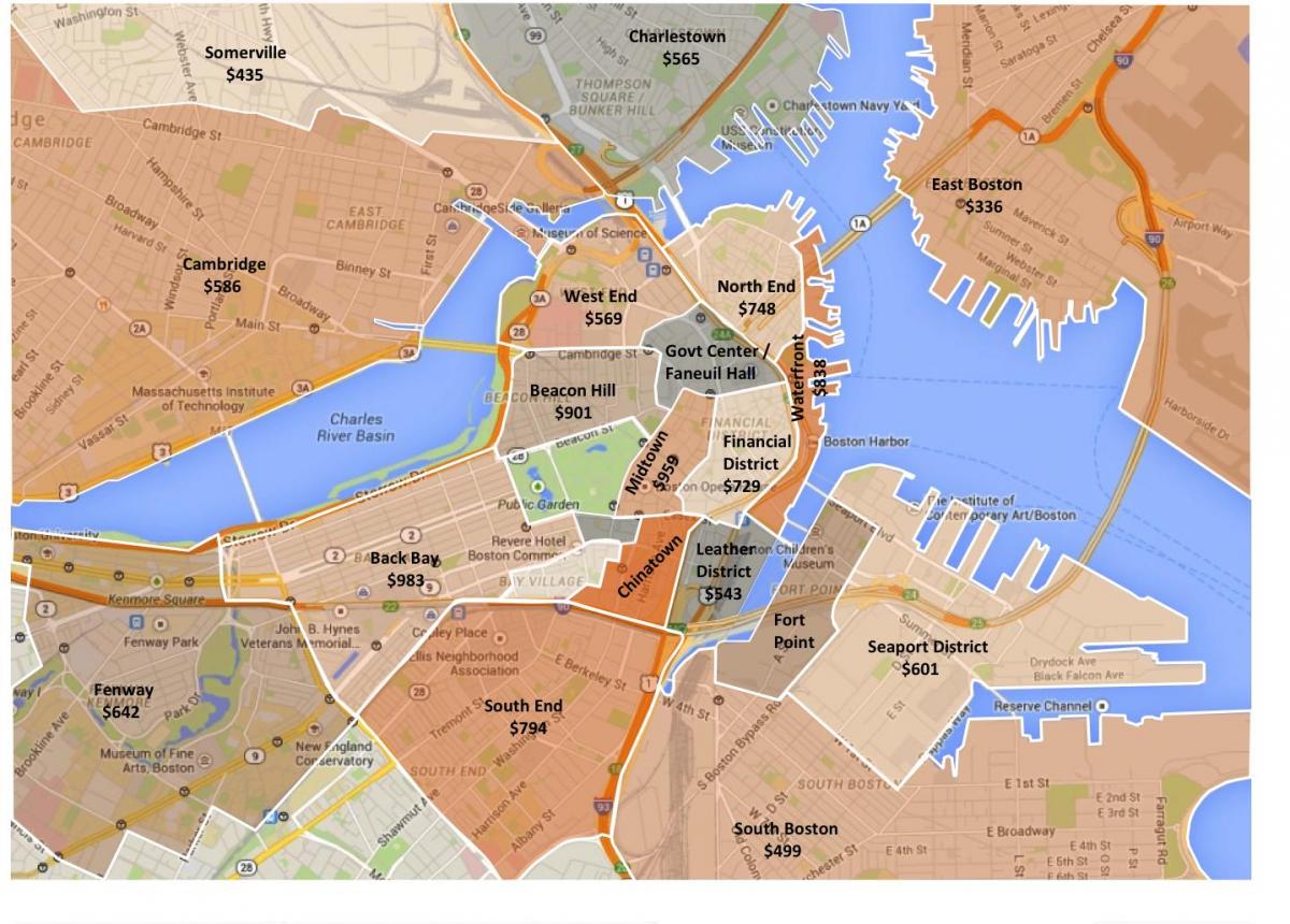 qyteti i Bostonit harta e zonimit