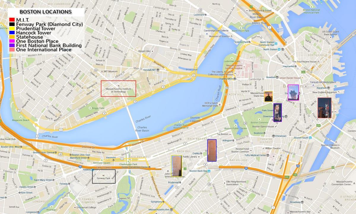 harta e në qendër të qytetit Boston