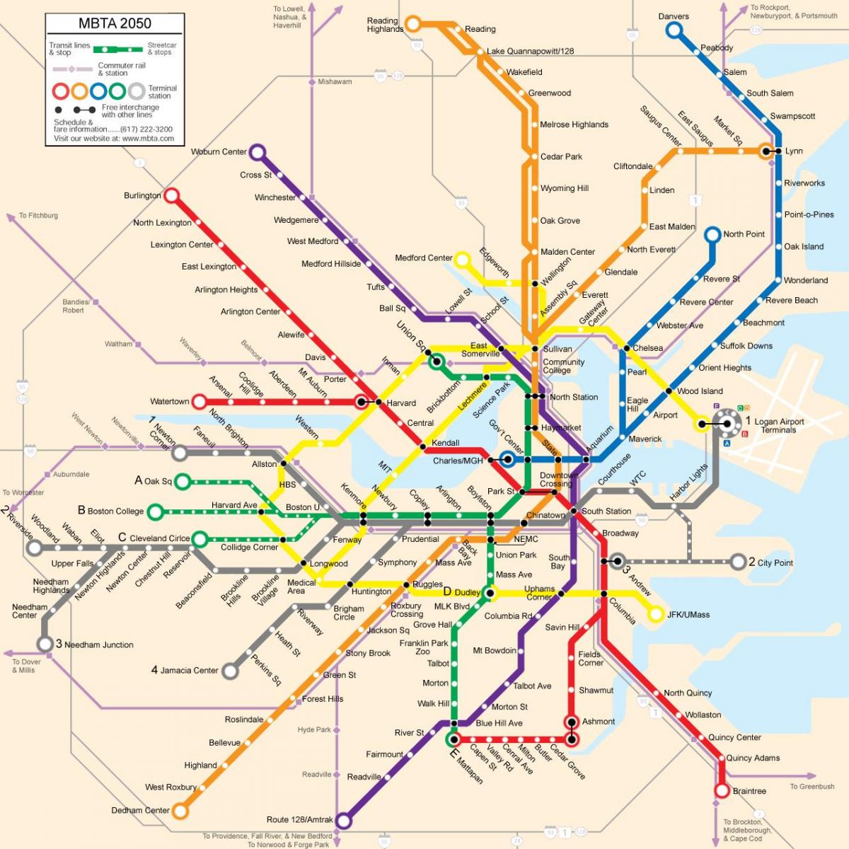 Boston transportit publik hartë