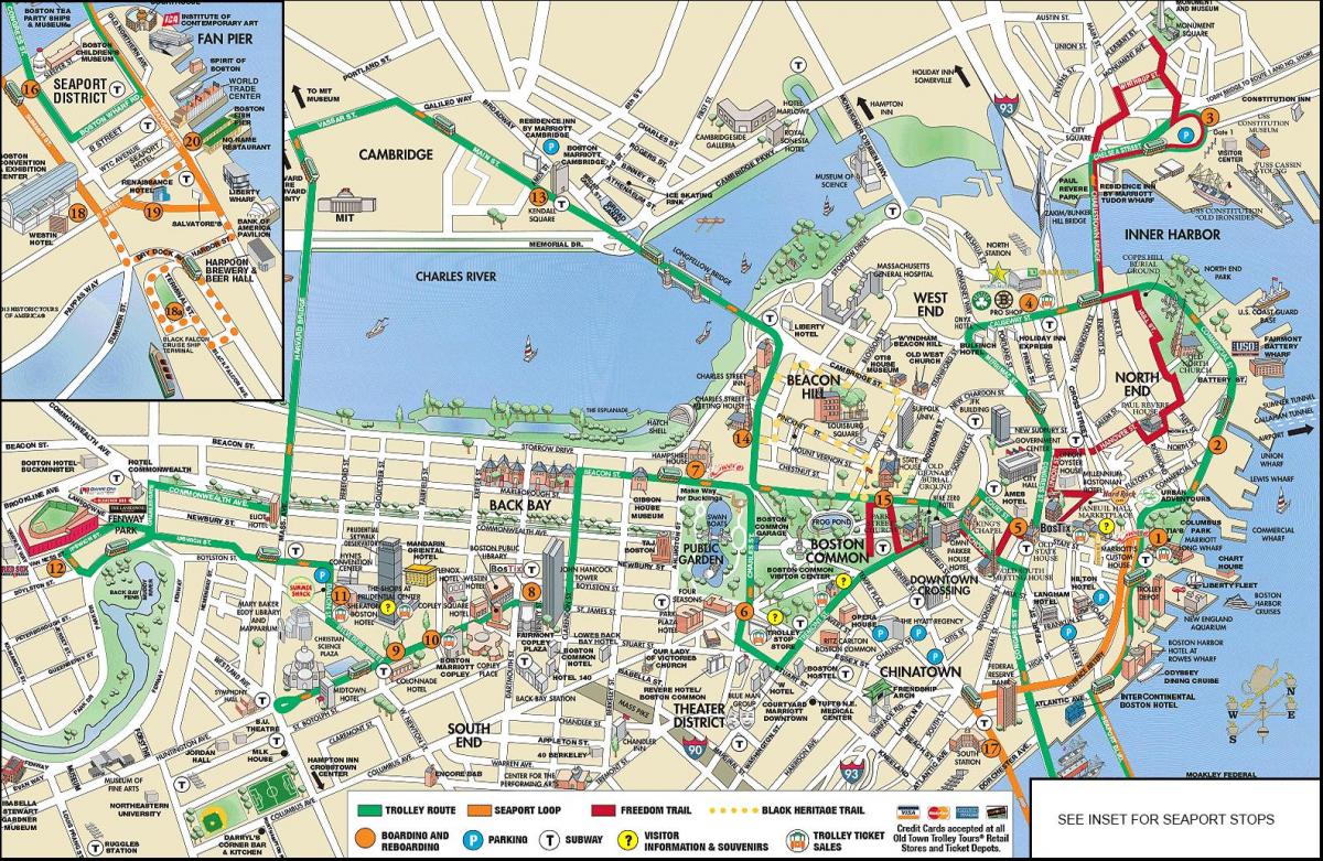Boston hop on hop off karrocë turne hartë