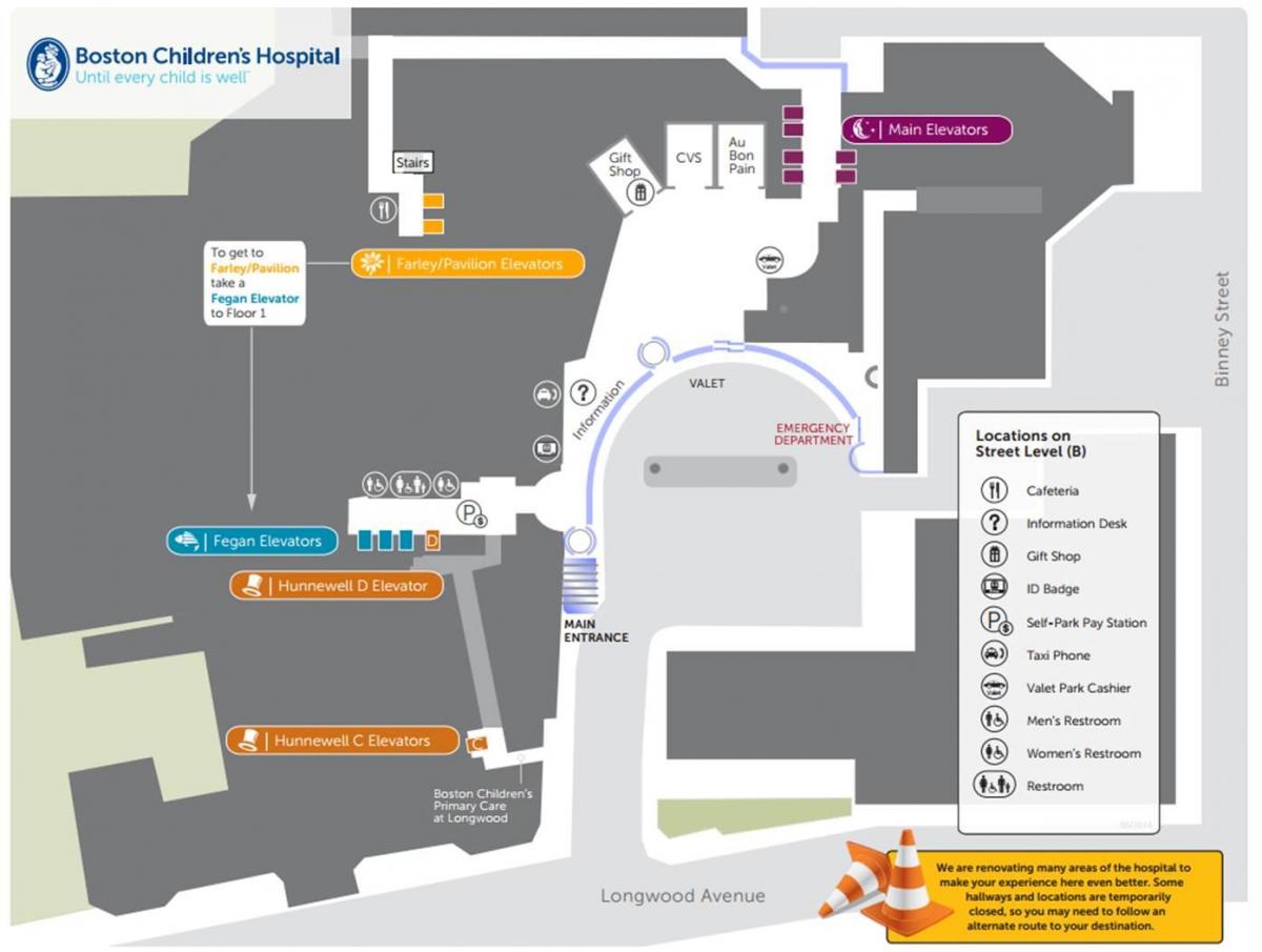 Spitali i fëmijëve në Boston hartë
