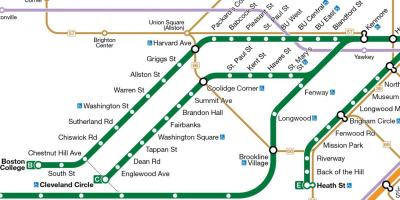 MBTA gjelbër linjë hartë